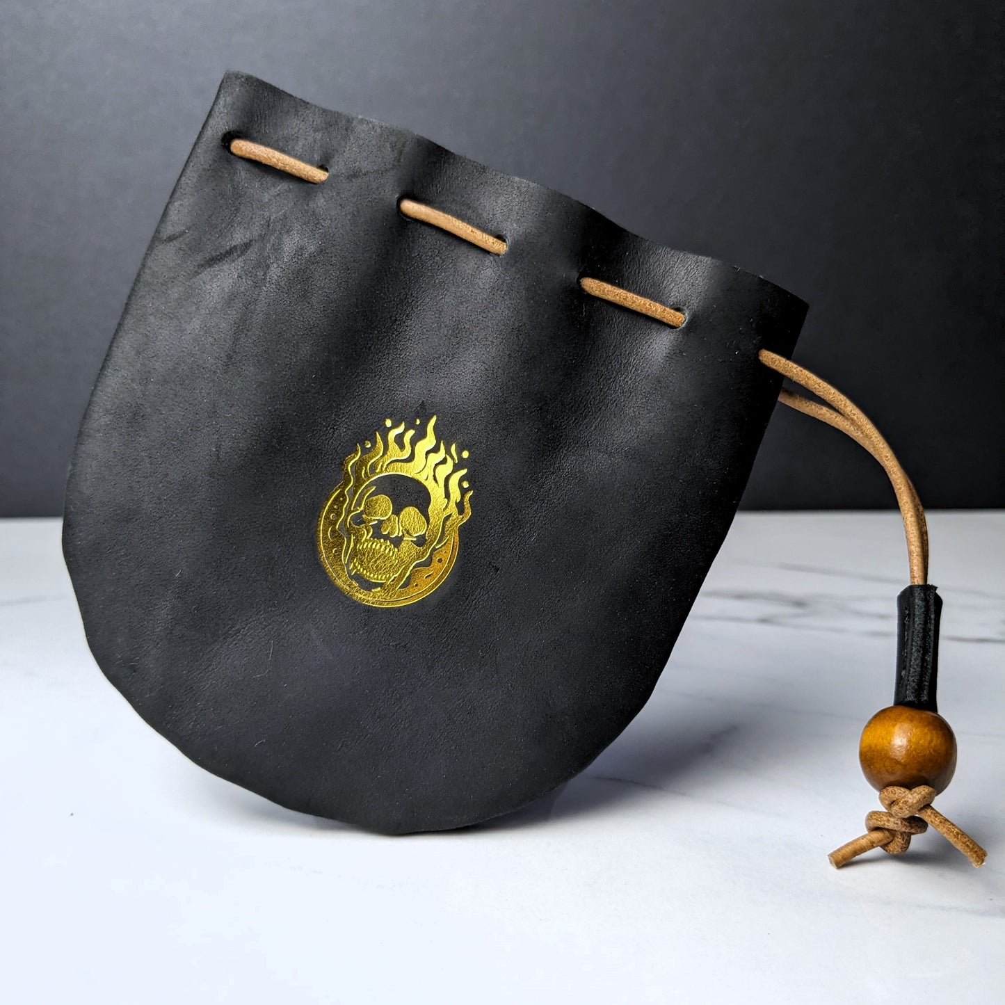 DDS Co. Leather Dice Bag Gold Embossed