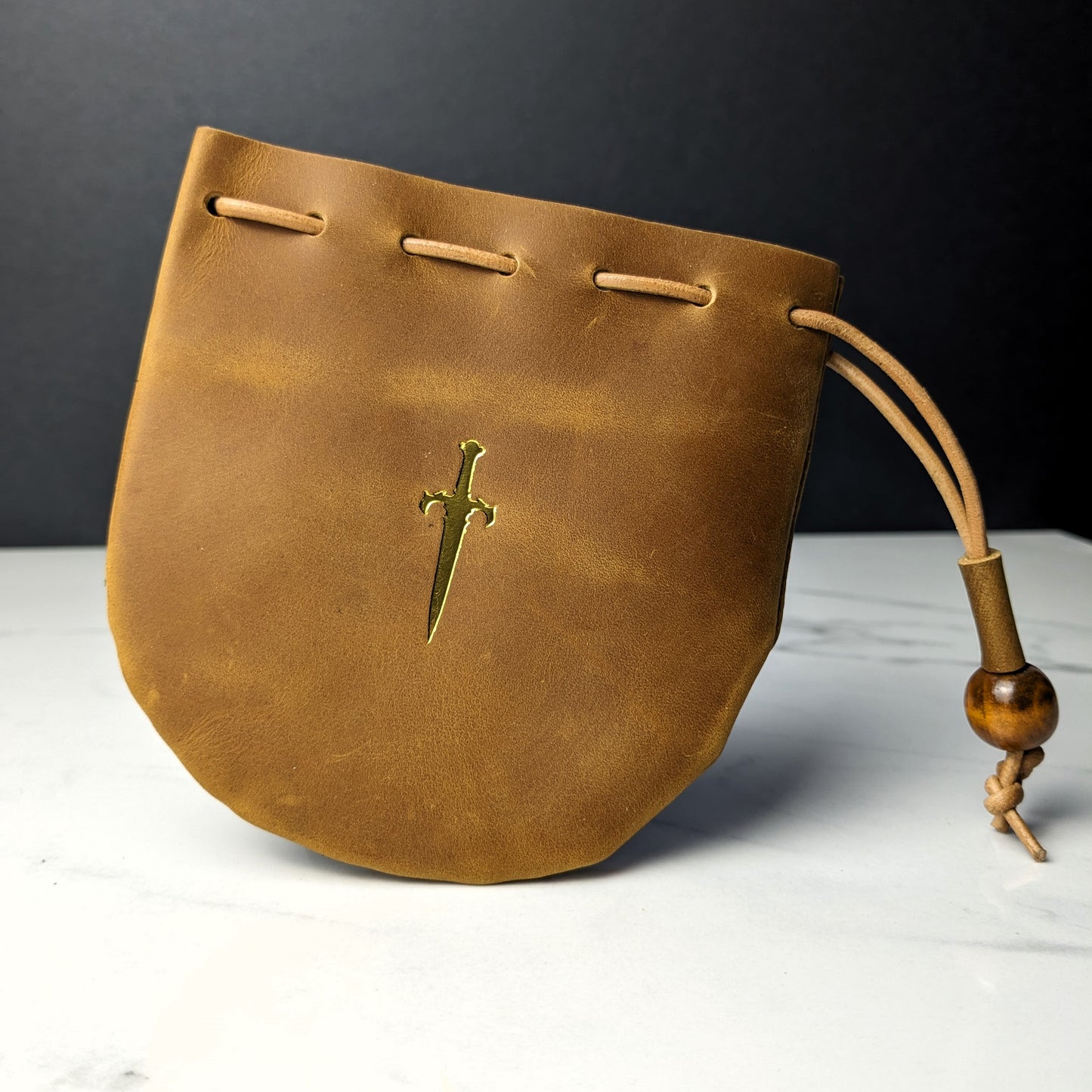 DDS Co. Leather Dice Bag Gold Embossed