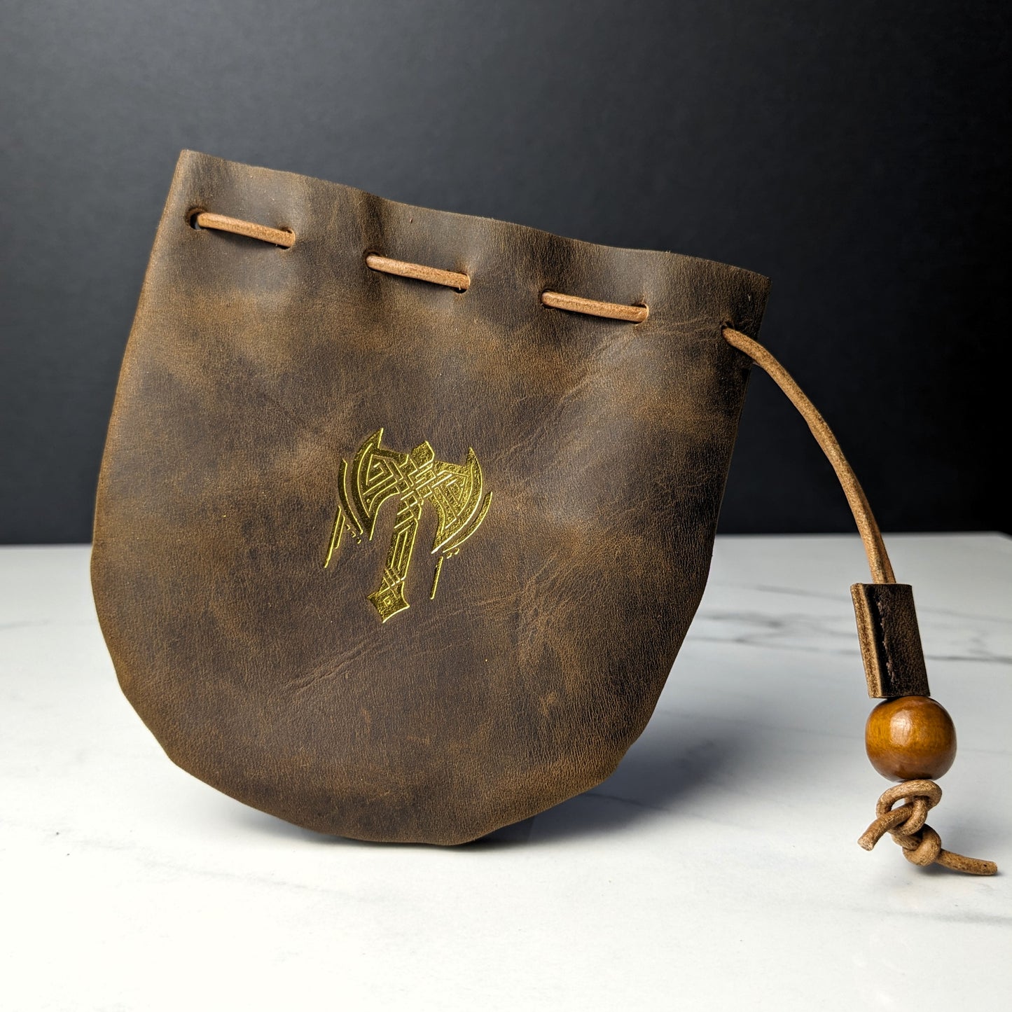 DDS Co. Leather Dice Bag Gold Embossed