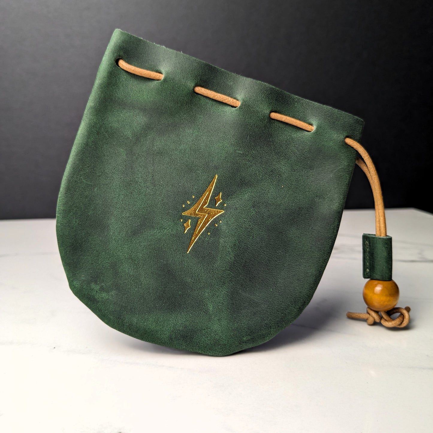DDS Co. Leather Dice Bag Gold Embossed