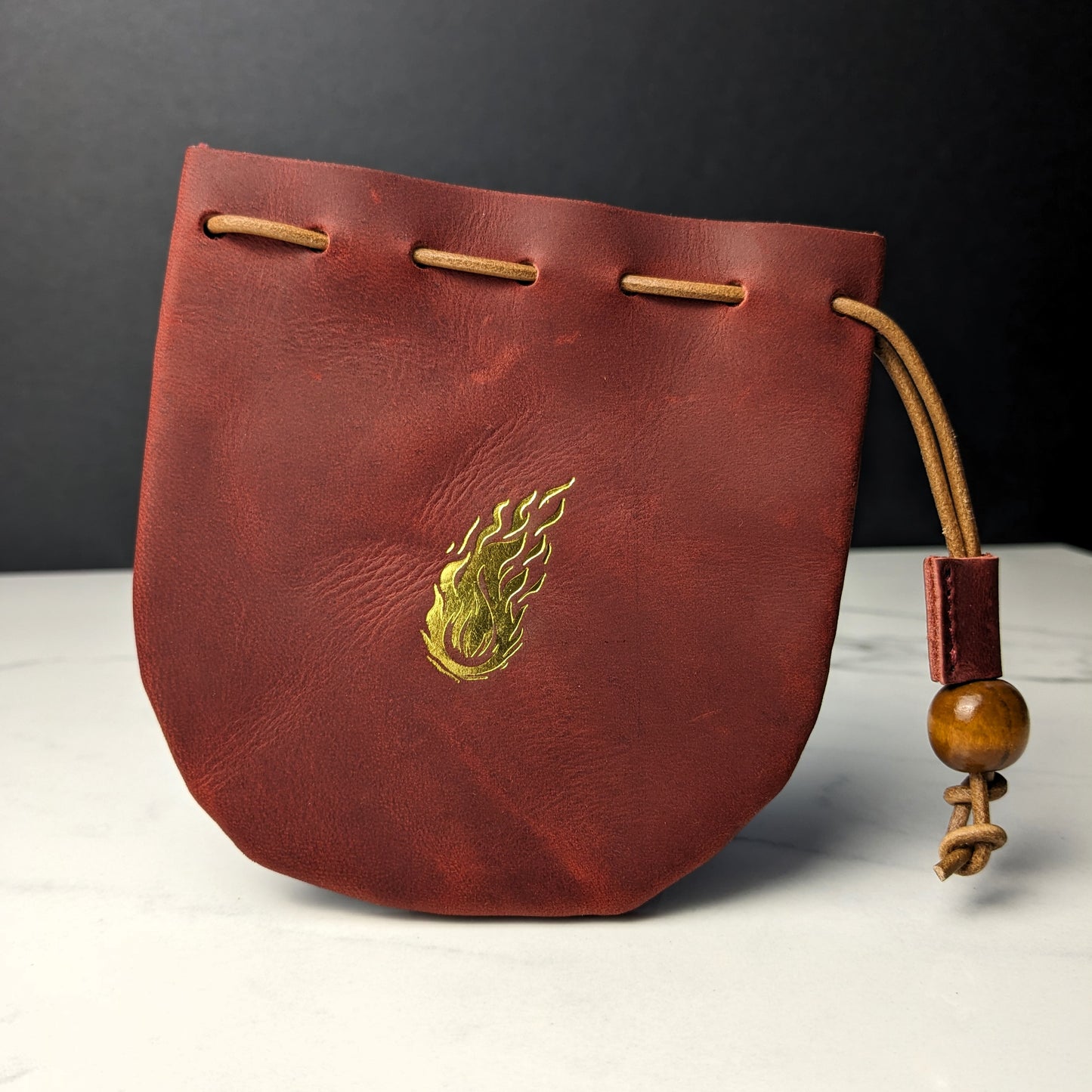 DDS Co. Leather Dice Bag Gold Embossed